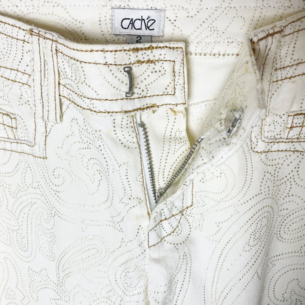 Cache Vintage Gold Embossed Textured Women's Pants | Size 2 | EUC - Picture 6 of 15